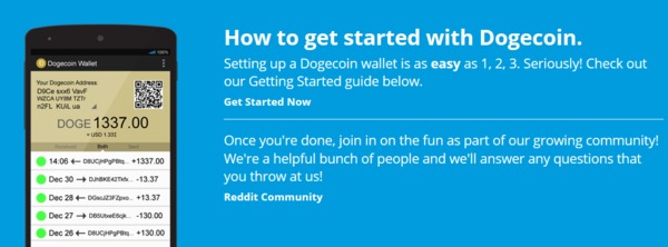 How to get started with Dogecoin screen.